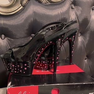 Ellie black and pink 6 inch heels size 9